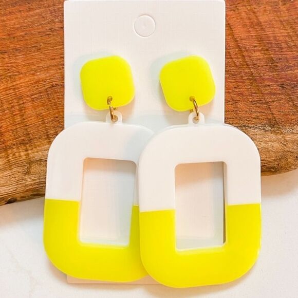 Large Lucite Neon Earrings, 3 Colors - Picture 1 of 4